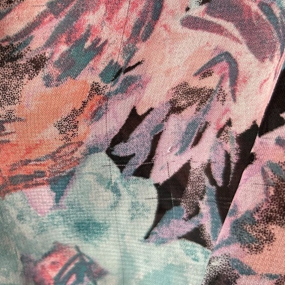 Allen B Floral Sheer Flutter Short Sleeve Elastic Smocked Blouse Size Large - Picture 16 of 16